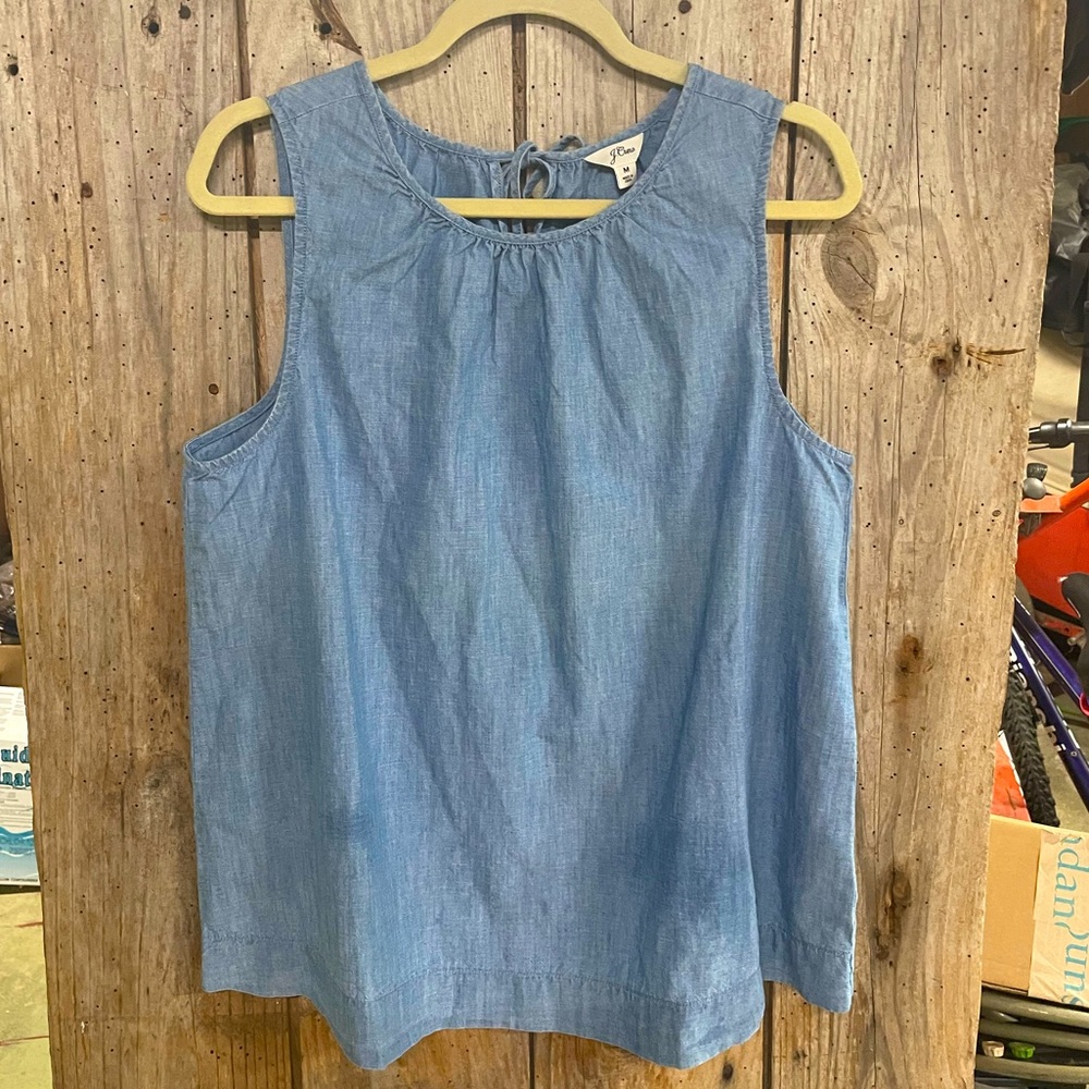 J Crew Sleeveless Chambray Top, Medium, NWOT